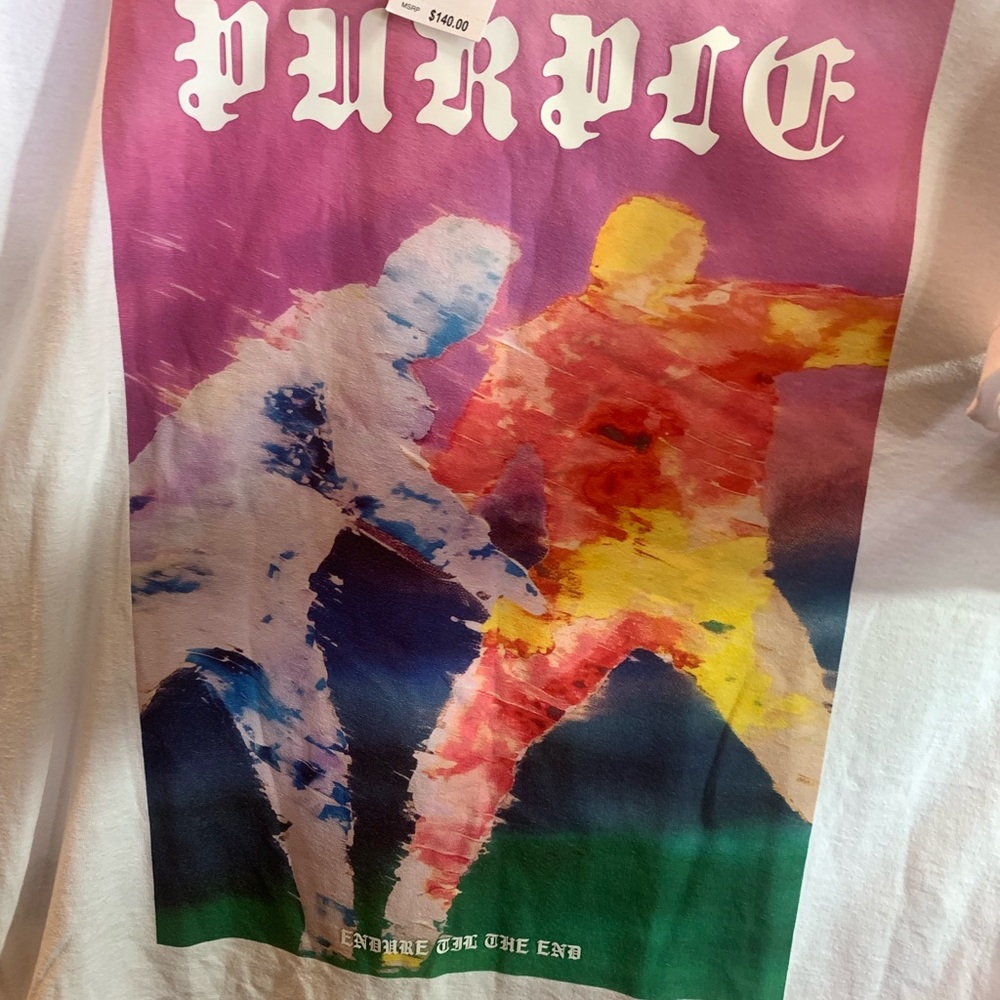 Purple Brand Endure til the End White Graphic T-Shirt NWT S - Picture 3 of 6